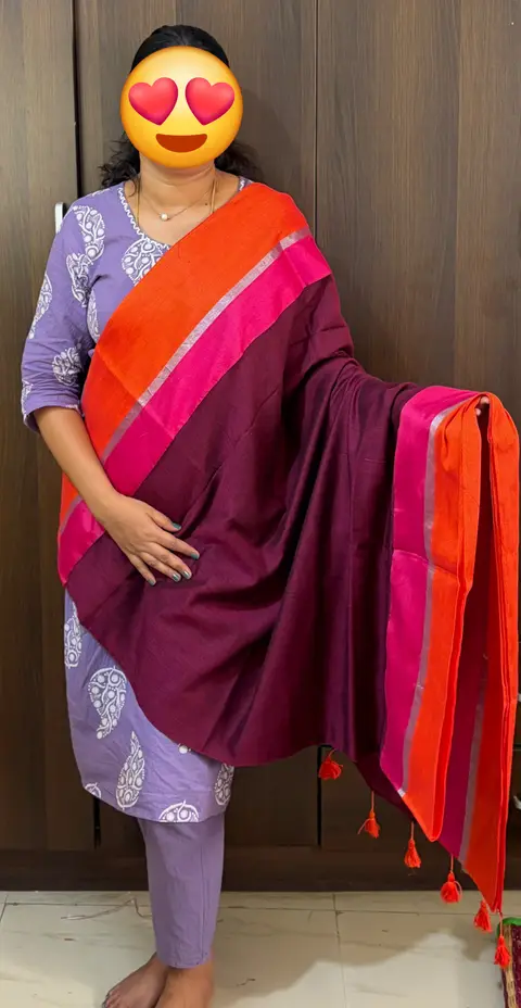 Mul cotton double border saree
